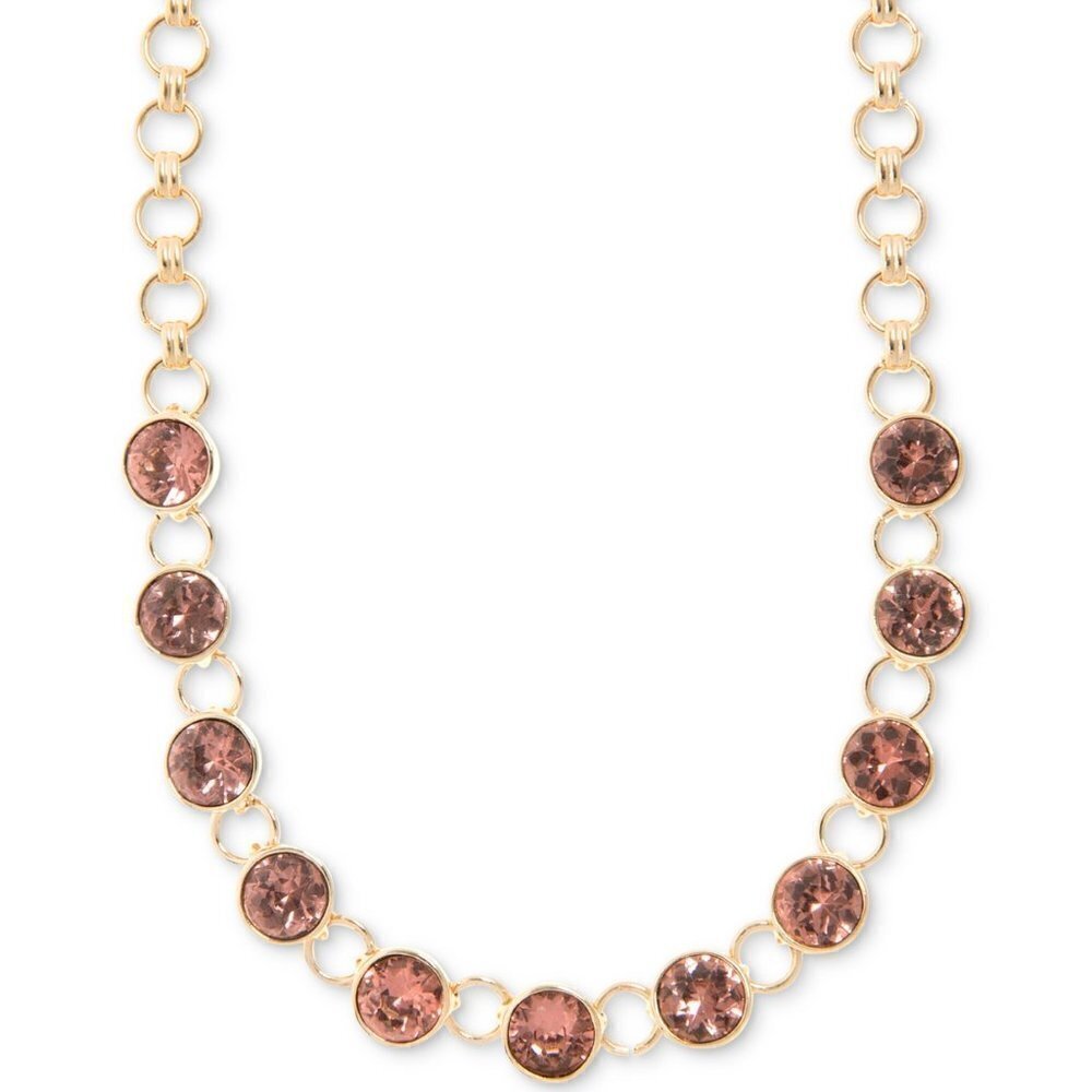 J88 DKNY Link & Crystal Collar Necklace, 16"